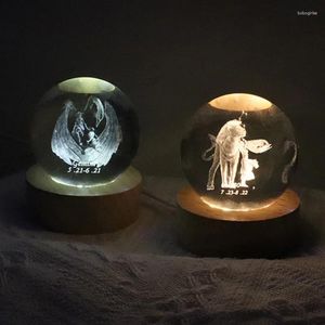 Figurines décoratives Zodiac Crystal Ball Luminal Gravé Night Light 12 Constellations Globe Globe Home Decor Sphère Horoscope Bureau