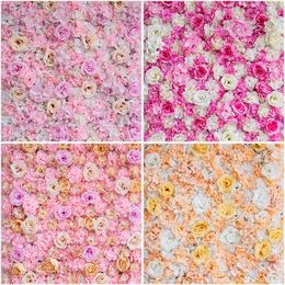 Decoratieve Bloempaneel Kunstmatige Rose Pioen Bloemen Muur voor DIY Roze Romantisch Bruiloft Wall Decor Baby Shower Party Backdrop 211108