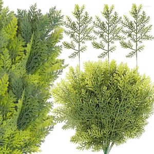 Decoratieve Bloemen 1/10 Stuks Kerst Kunstmatige Dennennaald Boomtakken Simulatie Groene Planten DIY Krans Nep Bladeren Jaar party Decor