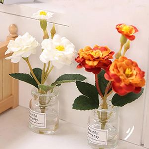 Fleurs décoratives 1:12 Modèles miniatures de maison de poupée Tissu artificiel fausses plantes Vase Vase Ornements décorations PO accessoires