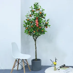 Fleurs décoratives 1.2-1,5 m à l'ampleur artificielle Nature Green Orange Tree Make Money Potted Indoor Floor Decoration False Plant