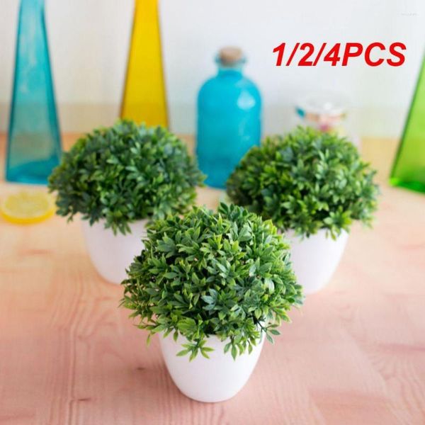 Flores decorativas 1/2/4PCS Plantas Artificiais Bonsai Verde Pequeno Pote de Árvore Falso Flor Vaso Ornamentos Para Casa Jardim Festa Artesanato Planta