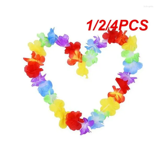 Fleurs décoratives 1/2 / 4pcs Hawaii Party Leis fleur couronne Garland Hawaiian Collier Hawai Floral Farmhouse Decor Supplies