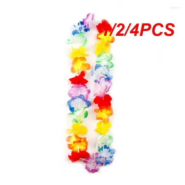 Flores decorativas 1/2/4PCS / Lot Hawaii Party Leis Flower Collar hawaiano Torpil Hawai Guirnalda floral Guirnalda Granja Decoración de la boda