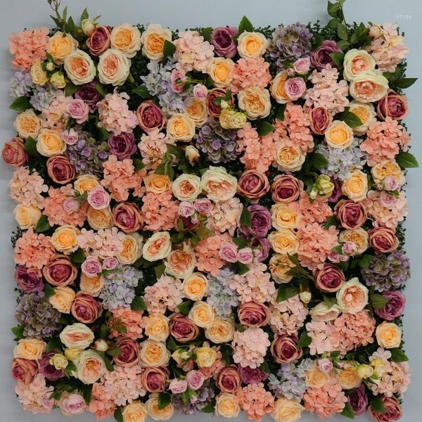 Fleurs décoratives 1.2 m fleur artificielle mariage décoration fond mur soie Rose pivoine hortensia tulipe mélange plante Simulation rangée