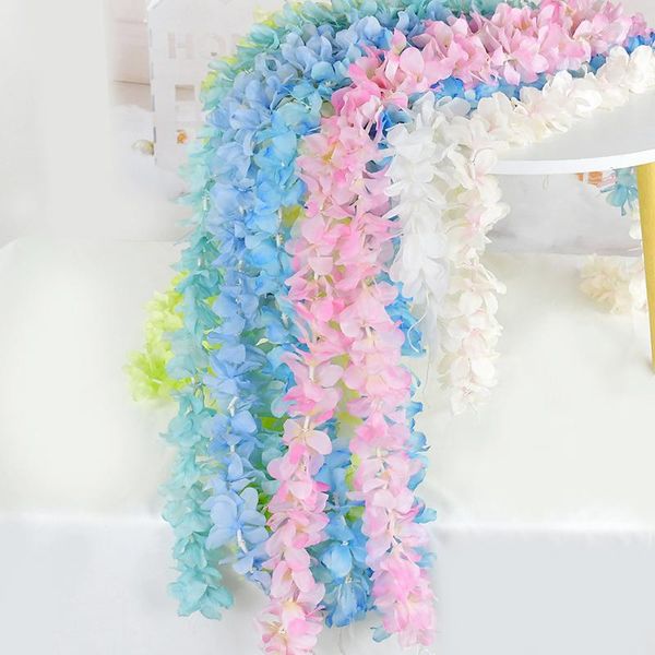 Fleurs décoratives 1/2 pc Artificielle Hortensia Wisteria Fleur Pour DIY Simulation Arche De Mariage Rotin Tenture Murale Décoration De Fête À La Maison Faux