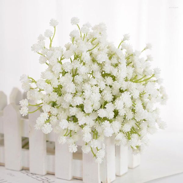 Fleurs décoratives 1/2pcs 20cm Babysbreath Blanc Fleur Artificielle En Plastique Faux Plante Gypsophile Pour Mariage Fête À La Maison DIY Scrapbooking