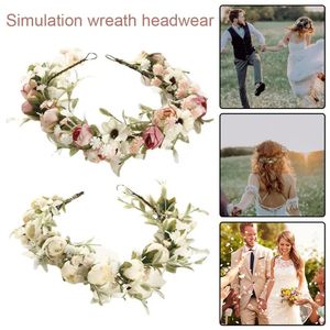 Fleurs décoratives 1 / 2pcs mariée bébé floral couronne simulation faite à la main fleur couronne guirlande tête de cerceau de mariage bandeau de mariage bijoux de cheveux