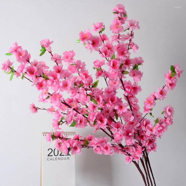 Fleurs décoratives 1/3/5 pièces branche de fleur de pêcher artificielle printemps prune cerise soie fleur arbre décoration maison mariage bricolage