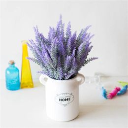 Fleurs décoratives 1/3 paquets Décoration artificielle Flockd Lavender Bundle Bouquet intérieur