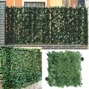 Flores decorativas 1 3M Valla de privacidad artificial Pantalla Faux Ivy Leaf Screening Hedge para decoración interior al aire libre Jardín Patio trasero