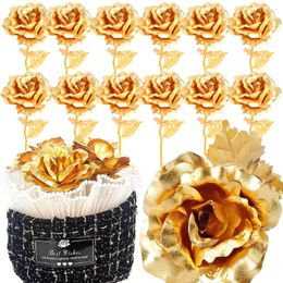 Fleurs décoratives 1 / 3pcs Golden Foil Roses Cadeaux de la Saint-Valentin Simulation Artificiel Beauty for Wedding Decoration