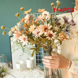 Fleurs décoratives 1-4 pièces fleur artificielle petit Bouquet de marguerite Gerbera fausse camomille en soie pour mariage maison noël