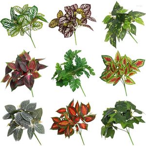 Fleurs décoratives 1/4pcs Perilla Nordique Artificielle Grandes Feuilles Faux Plantes Pour Vases Pots De Fleurs Tenture Murale Boho Maison Tables De Jardin