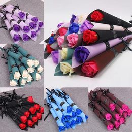 Decoratieve bloemen 1/5 stks Multicolor Paper Rose Single Artificial Floral Bouquet Valentijnsdag Wedding Party Bloem Gift Home Ornament