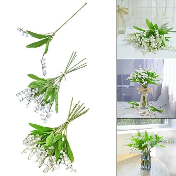 Fleurs décoratives 1/6 / 12pcs Style à 6 vracs Simulation Bell Orchidée Home Decoration Soft Decoration Artificial Flower Wedding