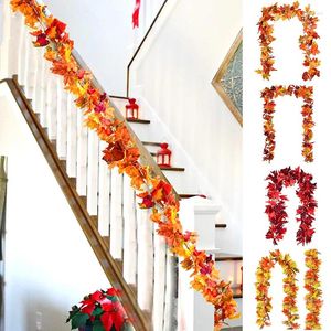Decoratieve bloemen 1,6 m kunstplant Vine herfstslinger hangende herfst Thanksgiving decor voor thuis bruiloft Kerstmis