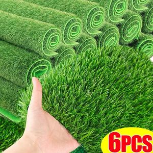 Fleurs décoratives 1 / 6pcs pelouses artificielles simulation mousse mat faux tapis vert bricolage micro-paysage décorations de jardin extérieur décor