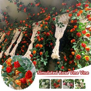 Fleurs décoratives 1.75M soie artificielle Rose fleur glycine vigne rotin suspendu guirlande pour fête de mariage maison jardin décoration