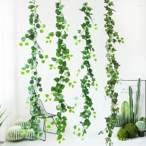 Fleurs décoratives 1.8M/1.5M plante artificielle vigne grimpante tigre rayure Haitang Evergreen vert feuille de Rose plafond décoration de fête de mariage