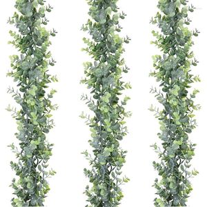 Fleurs décoratives 1.8 m artificielle Eucalyptus rotin mariage décoration de la maison argent feuille herbe fond mur arqué