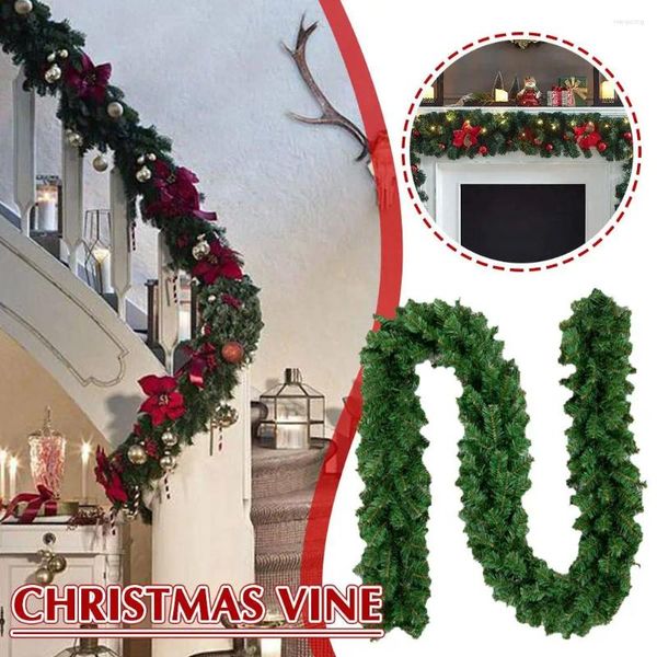 Fleurs décoratives 1.8m plante artificielle guirlande de noël avec lumières sapin pin branche décoration rotin couronne vigne pour la maison D U6p0