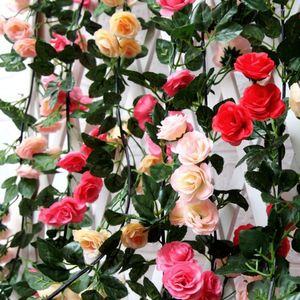 Fleurs décoratives 1,8 m rose artificielle pour la salle de mariage Décoration de chambre à la maison Vinée de soie jardin printemps arc de rotin décor