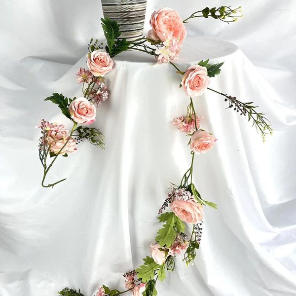 Fleurs décoratives 1,8 m de rose artificiel rotin jardin de mariage de mariage arc de fleur de fleur pour fête décoracion