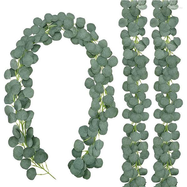 Fleurs décoratives 1.8m vert feuilles d'eucalyptus guirlande glycine rotin artificiel fausse plante feuille de soie vignes mariage fête d'anniversaire décor