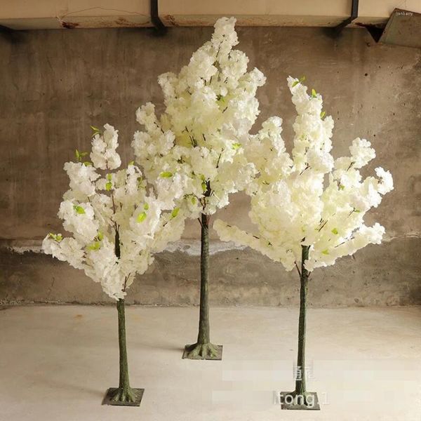 Flores decorativas 1,8 m de altura simulación blanca árbol de flor de cerezo columna romana camino conduce flor artificial para centros comerciales de bodas accesorios abiertos