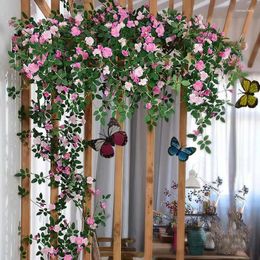 Fleurs décoratives 1.8M simulé Rose vigne fleur artificielle climatisation pilier décoration bricolage maison