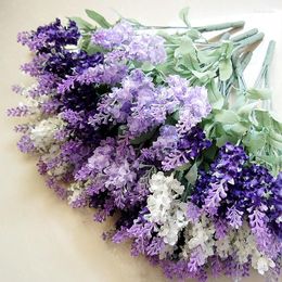 Fleurs décoratives 1 Bouquet 10 Têtes Simulation Soie Lavande Vintage Maison Real Touch Fleurs/plantes Artificielles Décorations De Mariage Pour