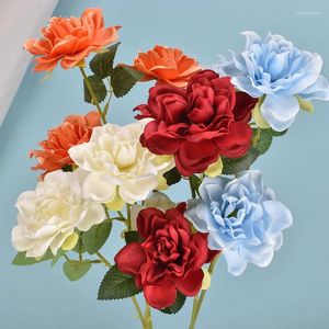 Decoratieve bloemen 1 boeket 3 hoofden Kunstzijde Gardenia Nepbloem Bruiloft Valentijnsdag Huis Tuindecoratie Ambachten