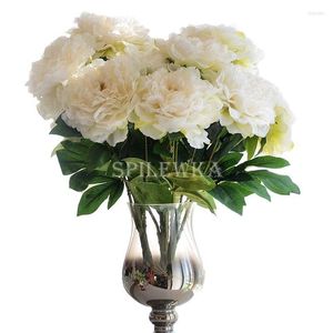 Decoratieve bloemen 1 Bouquet Big 5 Heads White Peonies Hoge kwaliteit Poope zijden Silk Artificial For Wedding Home Decoration Roses