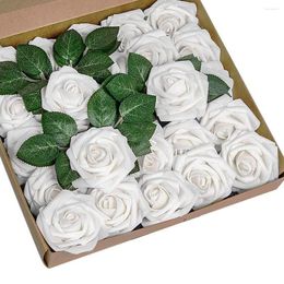 Fleurs décoratives 1 boîte 3,15 pouces de mousse fleur polyvalente fausse rose artificielle pour mariage