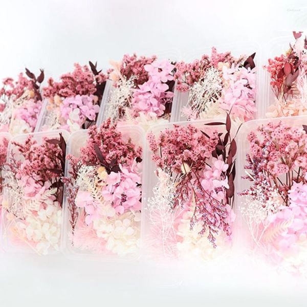 Flores decorativas 1 caja conveniente decoración de flores secas portátil conservado ligero modelo hecho a mano de color brillante