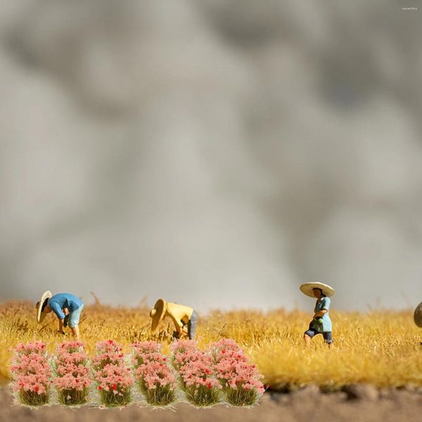 Fleurs décoratives 1 boîte de touffes d'herbe statique simulées, modèle de fausse grappe irrégulière, ornement de Table de sable à faire soi-même