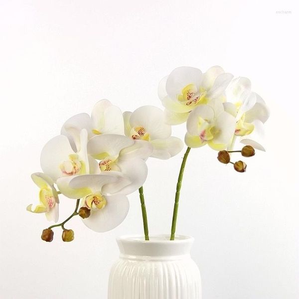 Fleurs décoratives 1 branche (6 têtes) orchidée papillon en plastique PU pour la décoration intérieure mariage cadeaux de noël boîte fleur artificielle