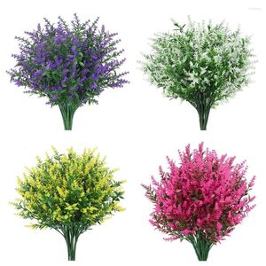 Decoratieve bloemen 1 tak kunstmatige bloem plastic lavendel lavendel nep planten simulatie rayon boeket bruiloft tuin huis decoratie