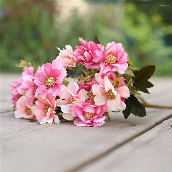 Flores decorativas 1 rama Hermosa flor de cerezo artificial Múltiples capas Pétalos Simulación Hecho a mano