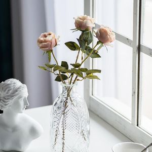 Fleurs décoratives 1 branche jolie mariage mini rose artificielle de fleur de soie bouquet flres de table de table de mariée décoration fausse pivoine 36cm