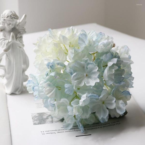 Flores decorativas 1 Simulación de rama Hidrangea Non-Whered Flor Artificial Diy Boda Bridal Hand Bouquet