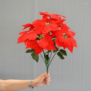 Fleurs décoratives 1 Bunch / 5pcs Mini rouge Little Christmas Flower Bouquet Silk artificiel pour décoration de mariage DIY Scrapbooking Courmure