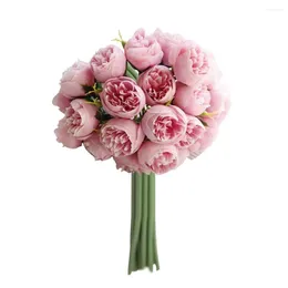Fleurs décoratives 1 pesuse fleur artificielle sans arrosage jamais s'estomper réaliste 27 têtes Thé Rose Simulation Bouquet Decoration