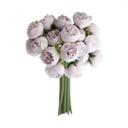 Fleurs décoratives 1 pesuse fleur artificielle sans arrosage jamais s'estomper réaliste 27 têtes Thé Rose Simulation Bouquet Mariage