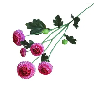 Fleurs décoratives 1 bouquet de fleurs artificielles chrysanthème en soie 5 têtes marguerite fausse décoration pour la maison jardin mariage