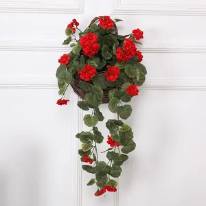 Fleurs décoratives 1 peloton artificiel faux bégonia bouquet rotin panier en soie mur suspendu vigne garland mariage fond de mariage décoration intérieure