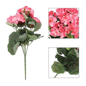 Fleurs décoratives 1 bouquet de géranium artificiel rouge rose, fleur de plante, accessoires de décoration d'automne pour salle