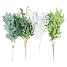 Fleurs décoratives 1 bouquet de saule artificiel Branche de soie feuille verte fausse plante forêt mariage fête d'anniversaire toile de fond accessoire maison