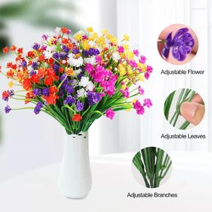 Fleurs décoratives 1 bouquet de 7 fourchettes plantes de fleurs artificielles extérieur anti-ultraviolet suspendu pot jardin porche décoration de mariage